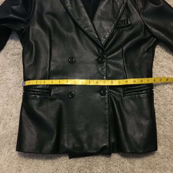 Vintage Canadian Black Genuine Leather Double Breasted Jacket - Picture 11 of 16